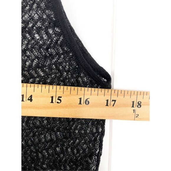NWT $318 Eileen Fisher Sheer Hemp Herringbone Lace Open Knit Tank Dress Black - Picture 8 of 14